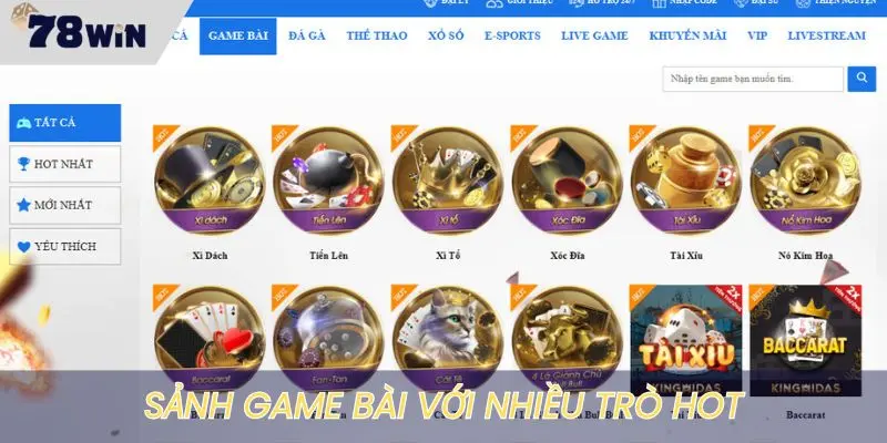 Sảnh giải trí game bài đổi thưởng cực hấp dẫn
